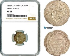 AL589, Italy, Pius VII, Grosso 1815 R, Anno XVI, Rome Mint, NGC AU58, Top Pop picture
