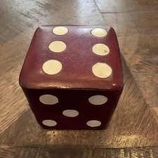 Vintage Italian Poker Dice Set, 6 Miniature Card-Suit Dice in Burgundy Case picture