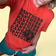 VINTAGE 80s Red/ Orange Panthers Single Stitch Graphic Tee –SMALL-  Made in USA picture
