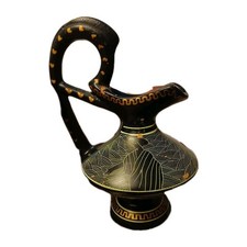 Vintage Achilleus Bud Vase Greece Handmade Handpainted Water Vessel Oil Vessel  picture