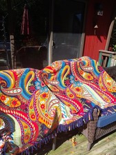 VTG Vibrant Boho Paisley Handmade Heavy Sofa/Chair Throw - 80