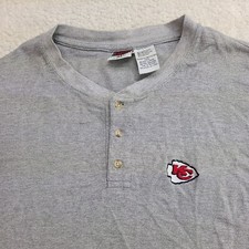 VTG Kansas City Chiefs Shirt Mens XL Gray Henley Short Sleeve Shirt 90's Vintage picture