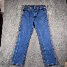 Wrangler Cowboy Cut Blue Denim Jeans 1013MAFGK 34x34 Straight Leg Western picture