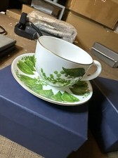 Halcyon Days Al Fresco Lady Bug Green Leaf Tea Cup & Saucer Two Sets picture