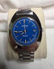Waltham Electrodyne Vintage Automatic 17J Blue Dial Date SS Men’s Watch picture