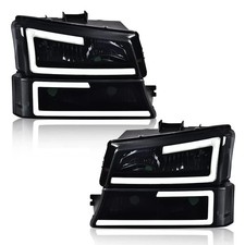 LED DRL Headlight Assembly Compatible with Chevy Silverado 1500 2500 3500 HD picture