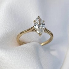2Ct Marquise Cut Lab Created Diamond Women's Wedding Ring 14k Yellow Gold Plated picture