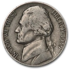 1939 Jefferson Nickel Avg Circ picture
