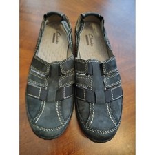 Clarks Collection Navy Blue Leather Fisherman Slip On Shoes 26064917 Womens 7.5M picture