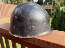 Vintage US Army M1 Helmet Liner Black Painted Fiberglass Early Khaki Suspension. picture