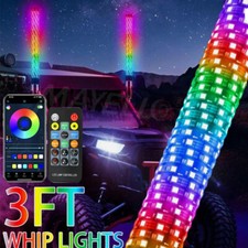 2pcs 3FT Fat Whip Light LED RGB Chasing Spiral Antenna for ATV UTV Can-am X3 RZR picture