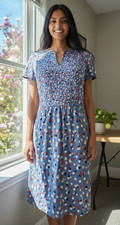 Boden NEW womens casual v-neck short sleeve confetti pattern knee dress size 8R picture