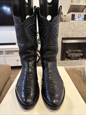 Vintage Justin Men's 9.5 D Hornback Lizard Cowboy Boots New JR Leather Resole picture