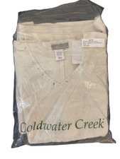 Y2K Vintage Coldwater Creek Ivory Beaded Trim Sweater & Skirt Set Medium NIB picture