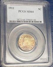 1911 Liberty V Nickel ~ PCGS MS64 ~ Truly Exceptional Multi-Color Stunner picture