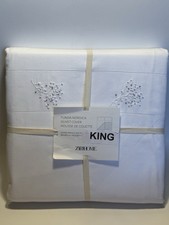 Zara Home King Duvet 200 Thread Count White Embroidery Cotton Percale New picture