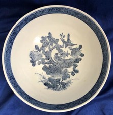 Chinese Export Porcelain Kangxi Style Blue White Floral Bowl Early Republic VTG picture