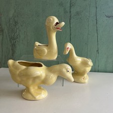 Lot Of 3 Vtg McCoy pottery Yellow Duckling Planters Duck Pots Succulents picture