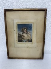 Antique Framed Mezzo-Tint of Emma, Lady Hamilton Signed Fred MIllar picture