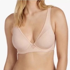 Thirdlove 24/7 Pima Cotton Plunge Lined Underwire Bra Beige 40D EUC picture