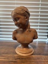 Large Signed Italian Terracotta Bust Sculpture Young Girl Made In Italy 16” picture