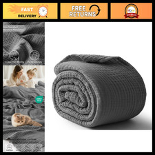 Soft 100% Cotton Muslin Blanket, 6-Layer Large Throw, 50x70, Dark Grey - Cozy Co picture