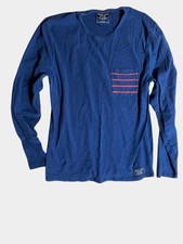 Abercrombie Fitch Mens L Navy Blue Long Sleeve T Shirt Striped Pocket picture