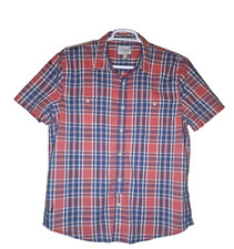 Lucky Brand Men's Blue Pink Plaid Short Sleeve Button-Up Shirt Size XL picture