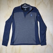 KÜHL Medium 1/4 Zip Pullover Gray Blue Performance Sweater Compass Logo Outdoor picture