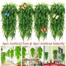4pc Artificial Hanging Flower Fake Fern Greenery Plant Outdoor Home Garden Decor picture