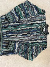 VTG 90s COOGI AUS - 3D Knit Sweater Mens XL Black Grey White Cosby Biggie EXC picture