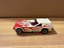 Vintage Aurora AFX Vega Van Gasser White with Red Flames HO Scale Slot Car picture