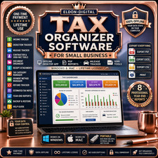 Tax Organizer Software USB Small Business Mileage 1099 Reports Windows Mac NEW picture