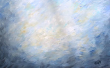 Blue Abstract Painting 48x30 Original Large Canvas Modern Wall Art Signed picture
