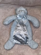 Bearington Baby Huggie Bear Pacifier Pet Blue Plush Satin security blanket Lovey picture