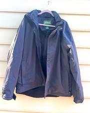 L.L.Bean Men's Gray Hooded Full Zip Jacket Stand-Up Collar Regular Fit XL picture