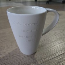 Starbucks Fresh Brewed Inspiration For The Day Ahead Etched Mug White 16 oz Cup picture
