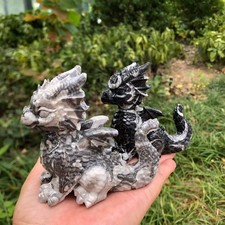1pc Natural Shellstone Quartz Carved Little Dragon Crystal Reiki Healing Decor picture