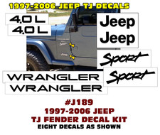 QJ-J189 JEEP 1997-2006 WRANGLER TJ - DECAL KIT - LICENSED - 8 DECALS - COMBO picture