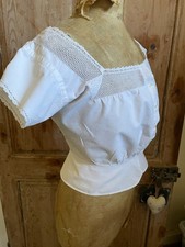 Antique French Cotton Edwardian Corset Cover Camisole Lace c1910 Sz S Exc Cond picture