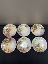 Antique J.P.L Jean Pouyat Limoges France Hand Painted Plates Fruit Deco Set Of 6 picture