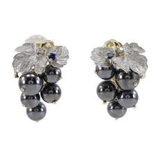 NOBUKO ISHIKAWA Moss motif Earring Pt900Platinum/K18 yellow gold/Hematite ... picture
