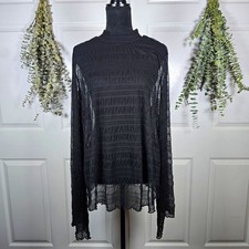 Nightfall by Torrid Black Sheer Mesh Mock Neck Bell Sleeve Blouse 2X NWT picture