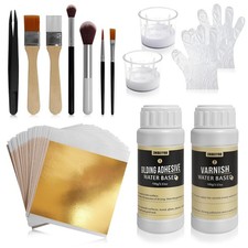 100 Pieces Gold Leaf Sheets, Complete Gilding Adhesive Kit for Gold Leaf picture
