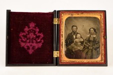 Ambrotype - Young Family in 1/6 Plate Littlefield Molded Union Case V26 picture