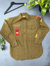 True vintage 1930s-1940s Boy Scouts of America Patchwork Wool Button Shirt picture