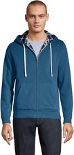 NWT Lands End Men's Serious Sweats Flannel Lined Hoodie Size L $100 FLD217 picture