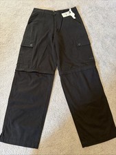 NWT Vintage Split Girl Convertible Cargo Skate Pant Size 7 Black 29x29 picture