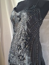Y2K Fairycore Black Beaded Dress  Embellished Asymmetrical Hem Gothic Grunge 8 picture
