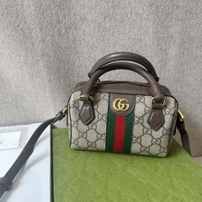 GUCCI Ophidia Mini Boston  Beige/Ebony GG Canvas Top Handle Bag  hot sale Auth picture